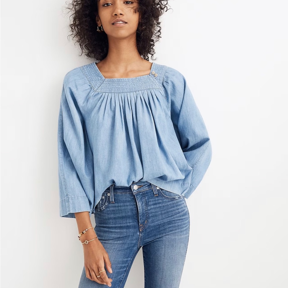 Madewell denim square neck top